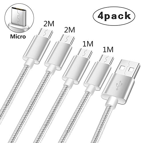 Cable micro usb Rapido para Samsung Galaxy S6 S7 A6 Edge Plus,Tab A E S2,Grand Prime,Xcover 4 3,S5 Mini Neo,Xiaomi redmi Note 4/5 Plus/6 Pro/S2/6A,Canon PowerShot,Cargador Carga Rapida 1M 2M 4 Pack