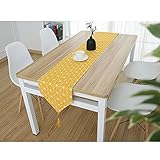 DecentGadget® Cotton Table Runner//Linge de Table de Chemin de Table Coton décoration Maison (200 * 28cm, Jaune)