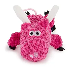 goDog Just for Me Flying Pig Checkers with Chew Guard Technology Tough Plush Dog Toy, Pink, Small