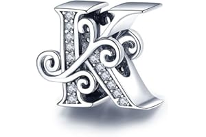 BEEUVIP Charme Lettre de l'alphabet Argent Sterling 925 Femmes Pearl Charm avec 5A Zircone Compatible pour Européen Bracelets