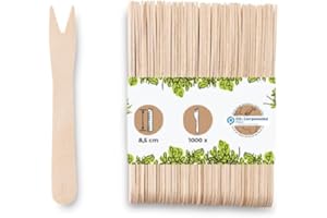 GREENBOX Forchette in legno per patatine fritte e patatine fritte da 8,5 cm compostabili in legno duro naturale
