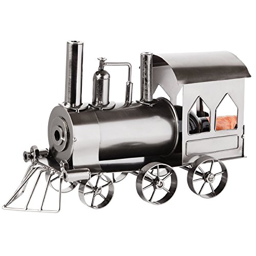 BRUBAKER Flaschenhalter Lokomotive Metall Skulptur Geschenk mit Geschenkkarte - 3