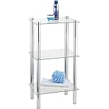 WENKO Exclusiv scaffale Yago 3 ripiani in vetro - 3 ripiani in vetro, Acciaio inossidabile, 40 x 74 x 30 cm, Lucido