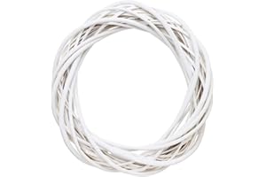 BEAHING Natural Rattan Wreaths for DIY Craft, 20cm White Wicker Wreath Ring Rattan Wreaths Ring for DIY Craft Front Door Decor Wreath Making Supplies