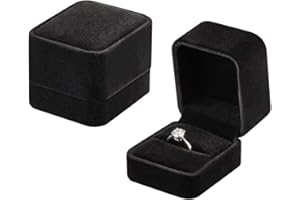 Voarge Etui na biżuterię, aksamitne pudełko na pierścionek, opakowanie prezentowe, pudełko prezentowe, pierścionek na zaręczyny, oświadczyny, czarne, 50 x 55 x 45 mm