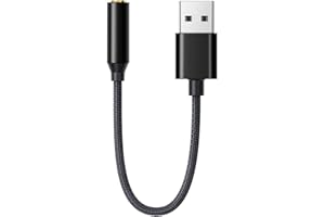 ILAMDEETEK USB to 3.5mm Jack Audio Adapter,USB-A to Audio Jack Adapter,External USB Sound Card,with DAC Chip,Compatible for Headset, PC, Laptop, Desktops, Speaker and More