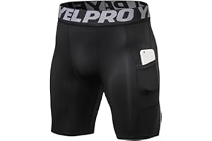 Yishengwan Mallas Cortas Hombre Secado Rápido con Bolsillo Pantalones Cortos de Compresión para Correr Gimnasio Fitness Gym