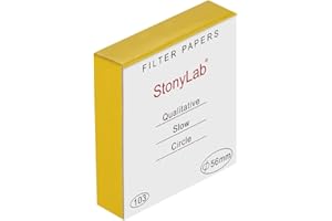 stonylab Papier Filtre Qualitatif, 100 Paquets de Cercles de Papier Filtre en Cellulose à Débit Lent avec Rétention de Particules de 10 Microns, Diamètre 56 mm