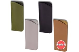 APUKESE (Pack 4) Fundas para gafas universal de piel suave, y duradera para proteger tus gafas de lectura, graduadas y de sol, con tamaño universal de 175mm x 75mm y en 4 colores.