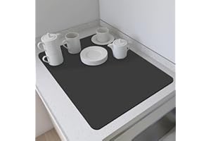 Taiyang Alfombrilla Escurreplatos, Escurreplatos de Mat, Almohadilla de Secado de Platos con Antideslizante,se Puede Utilizar en la Cocina, Beber Mascotas (40 x 50 cm, Negro Grafito)…