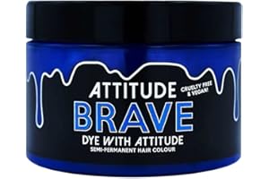 ATTITUDE HOLLAND Attitude Hair Dye | Teinture Capillaire Semi-Permanente Végétalienne et Sans Cruauté Avec Revitalisant | Couleur de Cheveux Vibrante Pour Tous les Types de Cheveux | Brave Bleu | 135ml