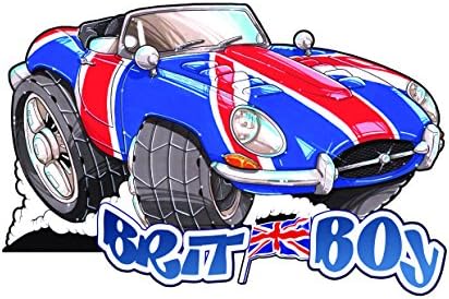 COOL SHAGUAR E TYPE UNION JACK STICKER - FOR CARS, VANS, WINDOWS, LAP TOPS ECT- 12cm x 7.2cm
