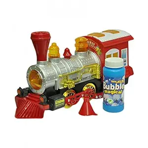 UDee Battery Operated Bump & Go Light Sound Bubble Shooter Train Engine Toy For Kids