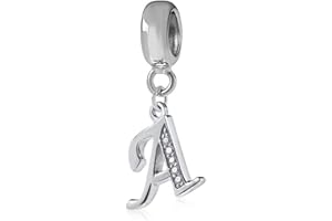 YIRONG JEWELRY Charm in argento Sterling 925 con ciondolo a forma di lettera dell'alfabeto, utilizzabile come iniziale o per formare parole, compatibile con bracciali Pandora