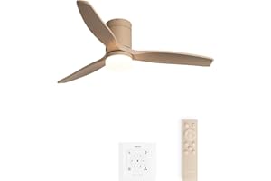 CREATE / WINDCALM M/Ventilador de techo ABS con luz arena con controlador y mando / 40W, Temporizador Ø132 cm, 6 velocidades, 3 temperaturas de luz, función verano-invierno