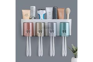 Megharsh Megharsh Wall Mounted Toothbrush Holder for Bathroom - Stickable Brush Stand with Cover Tooth Brush & Paste Holder for Bathroom Multi.