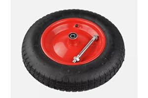 pokm toolsmarket - 3.50-8 Schubkarrenrad mit Achse Schubkarre Rad, Max. Belastung 100 kg, Räder Schubkarrenräder mit Luft Ersatzrad Luftrad Felge 2PR
