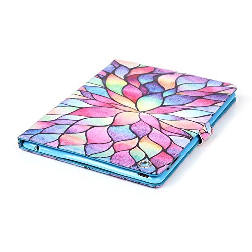 iPad 2 iPad 3 iPad 4 Hülle, Deenor Bunt Painting und Stilvoll Brieftasche Tasche PU Leder Flip Protective Stand Tasche Schutzhülle Hülle für Apple iPad 2 iPad 3 iPad 4 Generation.[Color Flowers] - 5