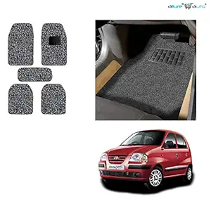 Allure Auto Customisable Non Slip Full Set Ridged Heavy Duty PVC Noodle Floor, Anti Slip, Anti Skid Mat for Hyundai Santro Xing (Black Grey, 12mm), 5-Piece