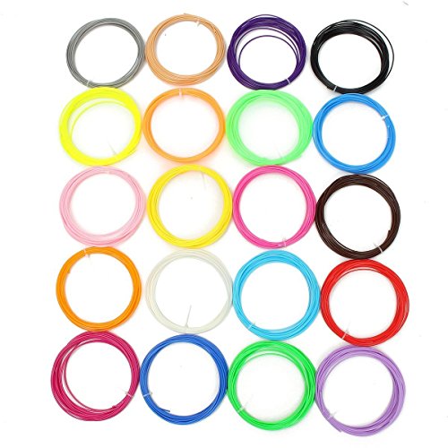 ELEGIANT Ink Filament ABS Filament 3D Stift Filament 20 Stück 1.75MM 5M 3D Print Filament 3D Printing Pen Supplies ABS Material 20 Farben Set für 3D Drucker Stift 3D Pen - 3