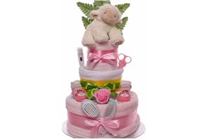 MY KIND OF GIFT Cuddly Lamb Baby Girl Large Nappy Cake