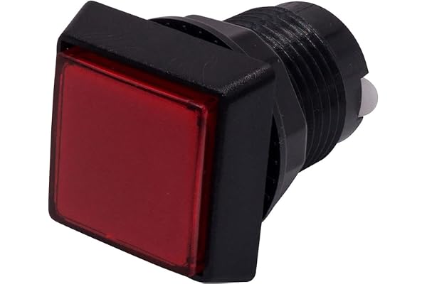 Bouton de Jeu Arcade Carré Lumineux Bordure Noire 32 mm Couleur: Rouge Retro Gaming Bartop Jeux Vidéo