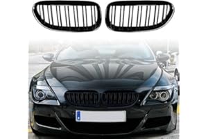 YIUBCZOQI E63 Grille de Calandre Radiateur pour BMW séries 6 E63 E64 650i M6 coupe grille de radiateur Sport Double pont noir brillant 2004-2010