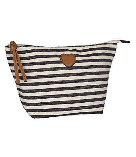 Preisvergleich Produktbild SIX Trendige Kosmetiktasche: Schminktasche im Marine-Stil, schwarz-weiss gestreift, pflegeleichtes Innenfutter, Reißverschluss (129-660)