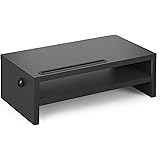 RFIVER Supporto per Monitor in Legno, Rialzo Monitor da scrivania con Supporto per Smartphone e Gestione dei Cavi, Supporto E
