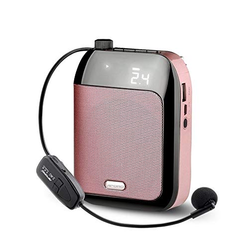 Preisvergleich Produktbild Kabellose Mini Sprachverstärker Tragbare Stimmverstärker Lautsprecher (15W) mit Headset Mikrofon megafon für Reiseführer, Lehrer, U Trainer, Vorträge ( Color : Pink )
