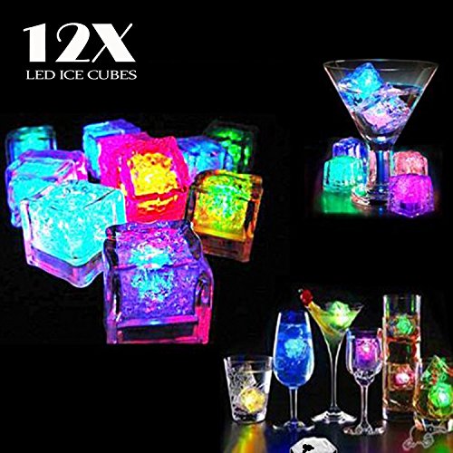 Dreamhigh 12 Stück LED Eiswürfel Non Toxic Wasser Dekorative LED-Flüssigkeitssensor für Party-Hochzeit-Club-Bar