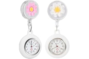 VQEOEOT Reloj de Enfermera con Broche, 2 Piezas, Relojes de Bolsillo de para Personal Médico con Clip, para Enfermera con Broche para Reloj Paraméd Nurse Fob, Regalo para Enfermera Doctor, Multicolor