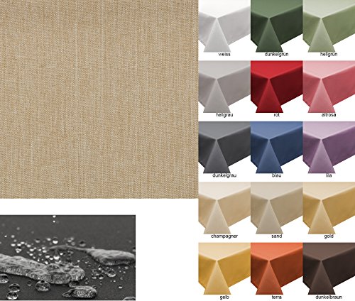 Tischdecke Fleckschutz Lotus Effekt Garten Leinenoptik abwaschbar in 27 Größen und 15 Farben in eckig, oval und rund Farbe: sand eckig 110×160 cm - 2