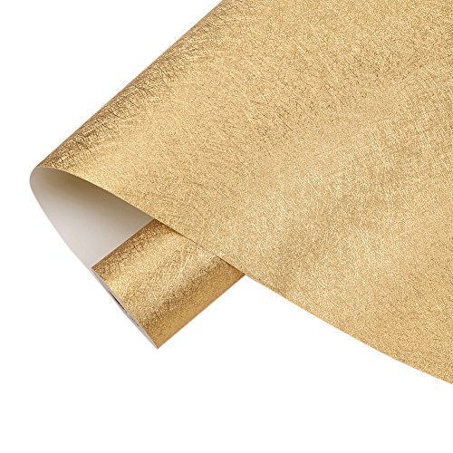 Luxus Gold Folie Tapete Wohnzimmer Schlafzimmer TV Hintergrund Wand, Decke Reflektierende gebürstet Gold Leaf Tapeten, lang 10 m * Breite 0,53 m (5 & # x33 a1;), Pure Tapete Golden - 7