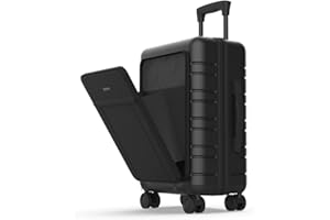 NUMADA – Handgepäck Koffer Trolley (56x37x23,5cm) UpFly T21 mit 15-Zoll-Laptopfach, TSA-Verschluss und USB-Aufladung. Hartschalenkoffer mit 4 360°-Rädern und Mehreren Innenfächern | Schwarz