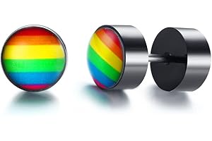 VNOX 5PCS Stainless Steel Rainbow Triangle Dot Star Stud Earrings Gay & Lesbian Pride Jewelry