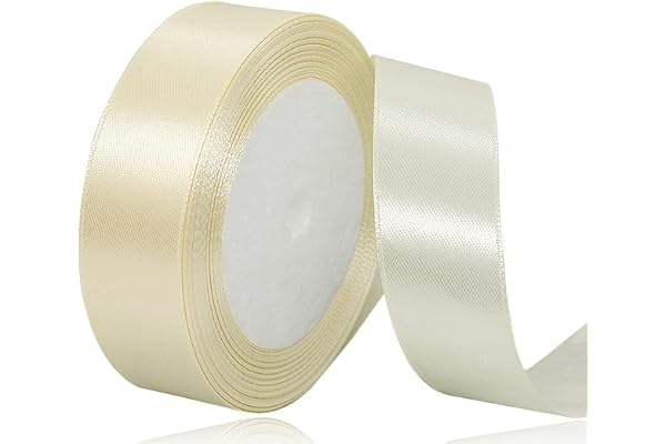 Ruban de satin beige 20 mm x 22 m - Décoration cadeau de mariage, de baptême et d'anniversaire