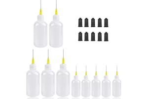 SKYPRO Lot de 20 flacons applicateurs à pointe de précision de 30 ml et 50 ml pour liquide, colle, peinture acrylique - 10 bouteilles souples en plastique et 10 bouchons de seringue noirs