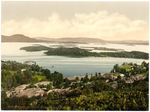 Victorian View of Islands from Luss Quarries, Loch Lomond, Scotland, Large A3 size 41 by 28 cm Canvas Textured Fine Art Paper Photo Print