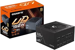 Gigabyte UD750GM PG5 80 Plus Gold Fully Modular 750w PCIe 5.0 Power Supply Unit, ATX 3.0, 12VHPWR GPU Connector, Flat Cables, 5 Year Warranty