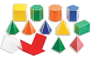 EDX EDUCATION edxeducation 2D3D geometryczne bryły | zestaw 24 | 12 kształtów, 12 składanych siatek i przewodnik aktywności, matematyka w klasie, manipulacja i geometria dla dzieci