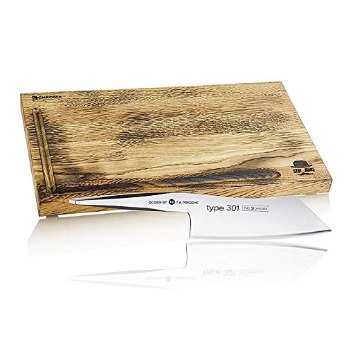 Preisvergleich Produktbild Ein scharfes Team Set - Chroma P-40 Santoku & Sir.BBQ Holzbrett, 2 tlg.