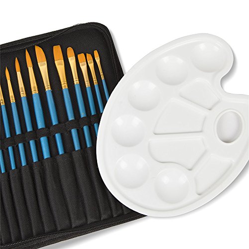 CONDA Artist 12stk Pinsel-Set mit Palette für Wasserfarben Öl Acryl Malerei - 3