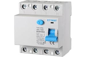 ZOREI Interruttore Differenziale Puro, 4P 4 Poli 30mA 6kA 380V, Salvavita Differenziale, Occupa 4 Moduli DIN, RCCB 4P 30mA C63 63A