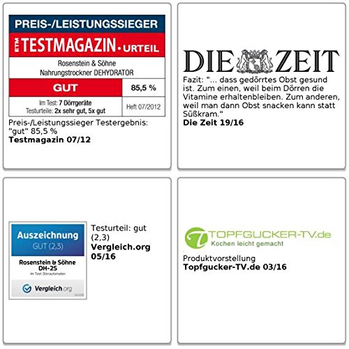 Rosenstein & Söhne Dörrautomat DH-25 mit 5 Dörr-Einsätzen - 6