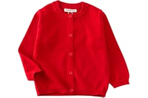 HahaNice Girls' Cardigans Knitted Long Sleeve Kids School Jumper 2Y-7Y