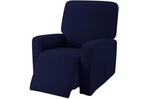 EBETA Jacquard Copripoltrona Fodera per poltrona, Coprisedile Chivas Poltrona Reclinabile Relax Completo Elasticizzato con Tasche (Blu scuro)