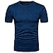 Produktbild Herren Vintage t-Shirt verwaschen Basic Löchern Shirt Kurzarm Rundhals Slim fit in vielen Farben Hoodie Sweatshirt Ausschnitt Longsleeve top Crew Neck Sweater Kurzarm-Shirt (2XL, Blau)