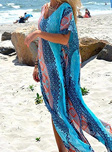 Jastore®boho Damen Strandponcho Sommer Kleid Überwurf Kaftan Strandkleid Bikini Tunika Cover Up - 3