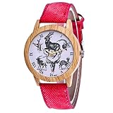 IG Invictus Damen Mode Casual Lederstrap Analog Quarz Runde Uhr T355 N Quarzuhr Rote Quarz Uhr